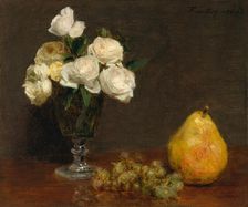 Still Life with Roses and Fruit, 1863. Creator: Henri Fantin-Latour