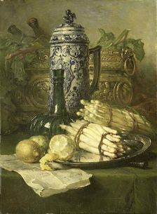 Still life with stoneware jug, 1878. Creator: Maria Vos