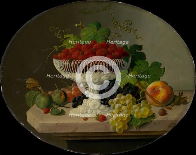 Still Life with Strawberries in a Compote, 1865-70. Creator: Severin Roesen.