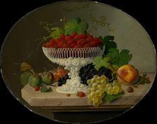 Still Life with Strawberries in a Compote, 1865-70. Creator: Severin Roesen