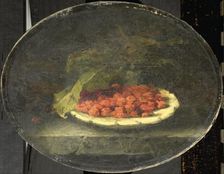 Still life with strawberries in a white bowl, 1880-1896. Creator: Marguerite Roosenboom