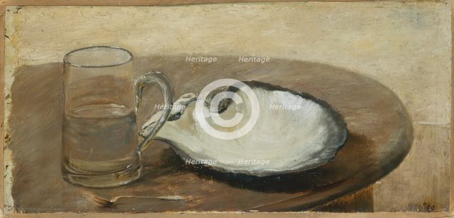Still Life with Shell, Water Glass and Spoon, 1869. Creator: Louis Eysen.