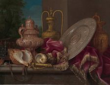 Still Life with Silver and Gold Plate, Shells, and a Sword, fourth quarter 17th century. Creator: Meiffren Conte