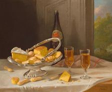 Still Life with Silver Cake Basket, 1866. Creator: John F. Francis