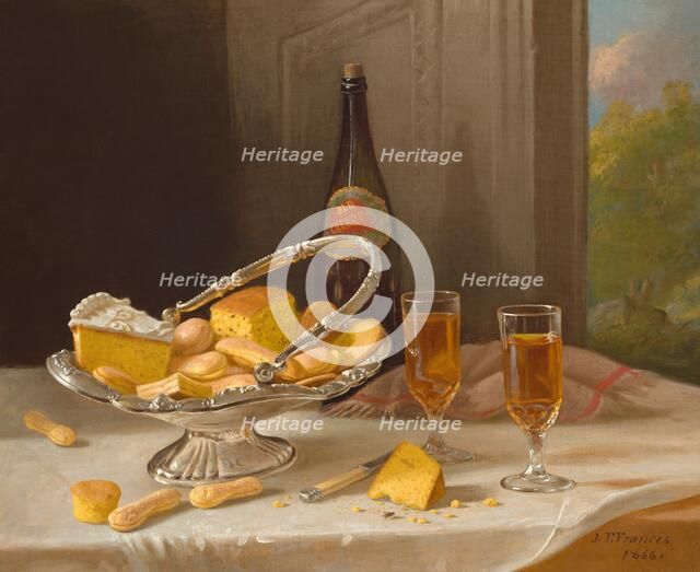 Still Life with Silver Cake Basket, 1866. Creator: John F. Francis.