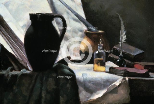 'Still Life with Skull', detail, 19th century.  Artist: Antoine Vollon