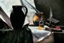 Still Life with Skull detail, 19th century. Artist: Antoine Vollon