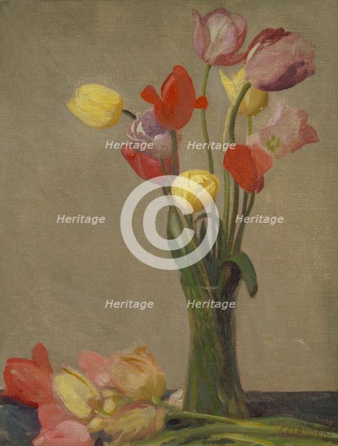 Still life with tulips, c1923. Creator: George Clausen.