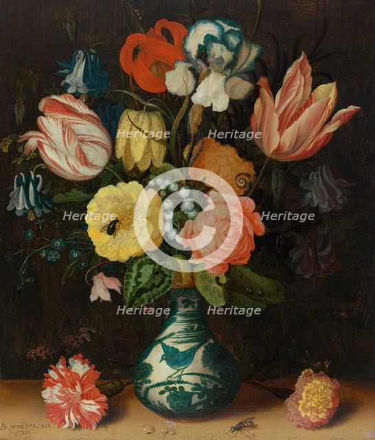 Still Life with Tulips, Roses and Carnations in a Wan Li Porcelain Vase with Butterfly and Insects. Creator: Ast, Balthasar, van der (1593/4-1657).