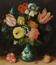 Still Life with Tulips, Roses and Carnations in a Wan Li Porcelain Vase with Butterfly and Insects. Creator: Ast, Balthasar, van der (1593/4-1657)