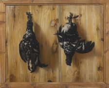 Still life with two grouse against a board wall, 1672. Creator: David Klocker Ehrenstrahl