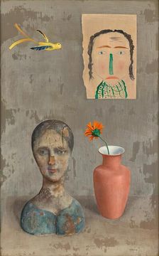 Still life with two heads, 1932. Creator: Rudolf Wacker