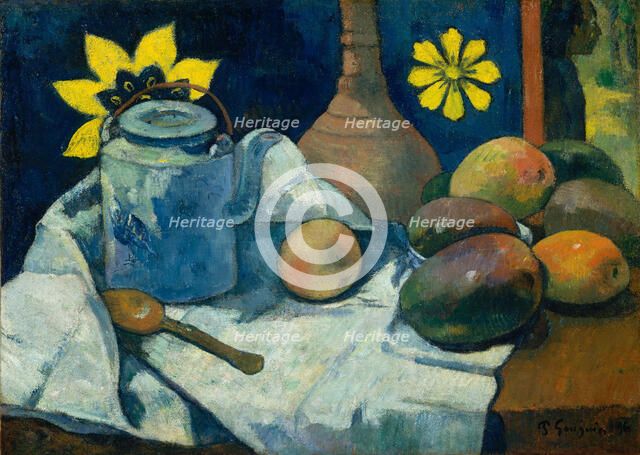 Still Life with Teapot and Fruit, 1896. Creator: Paul Gauguin.