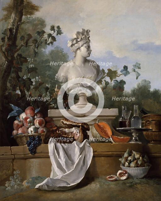 Still life with the bust of America, 1722. Creator: Oudry, Jean-Baptiste (1686-1755).