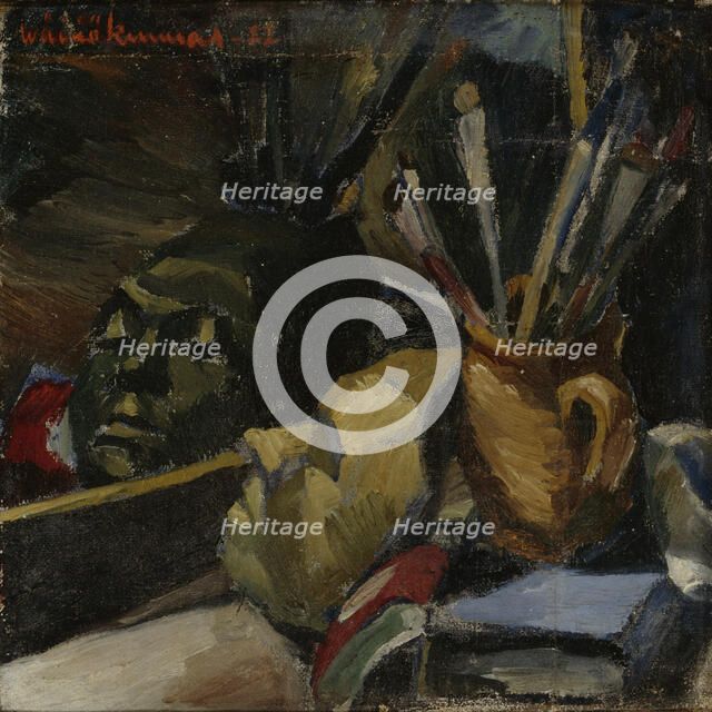 Still-Life with the Self-Portrait, 1922. Creator: Vaino Kunnas.