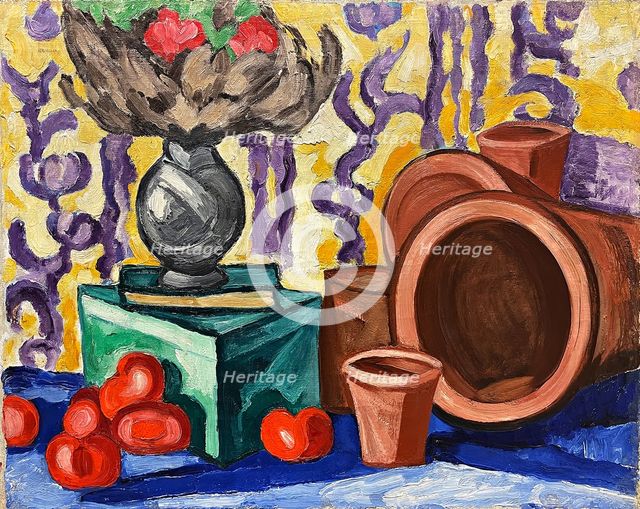 Still life with tomatoes, 1910-1911. Creator: Rozanova, Olga Vladimirovna (1886-1918).
