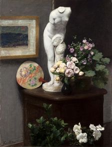 Still Life with Torso and Flowers, 1874. Creator: Fantin-Latour, Henri (1836-1904)