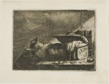 Still Life with Travelling Trunk, 1640s. Creator: Leonard Bramer