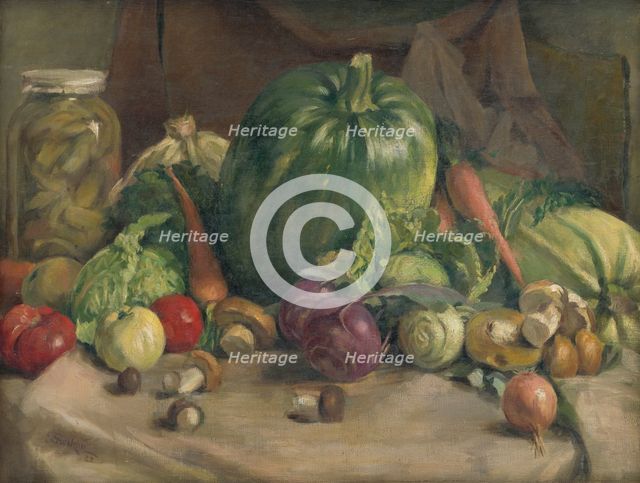 Still Life with Vegetables, 1922. Creator: Ladislav Treskon.