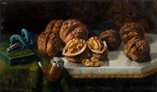 Still Life with Walnuts and Meerschaum, c1850-1890. Creator: Jose Felipe Parra