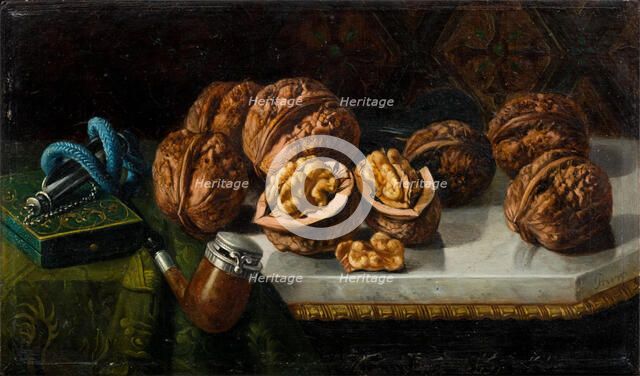 Still Life with Walnuts and Meerschaum, c1850-1890. Creator: Jose Felipe Parra.