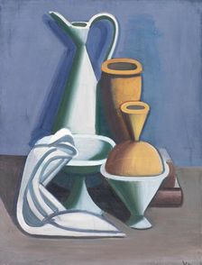 Still Life with Water Jug, Towel and Jars, 1929. Creator: Vilhelm Lundstrom