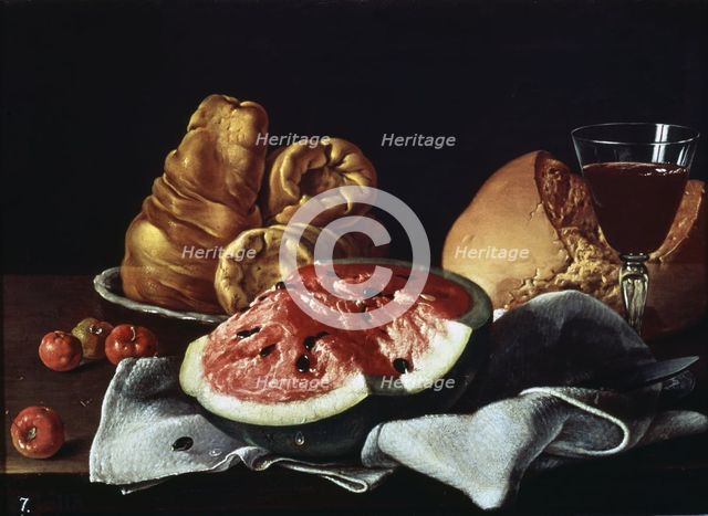  'Still Life with Watermelon' by Luis Eugenio Melendez.