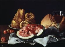 Still Life with Watermelon by Luis Eugenio Melendez