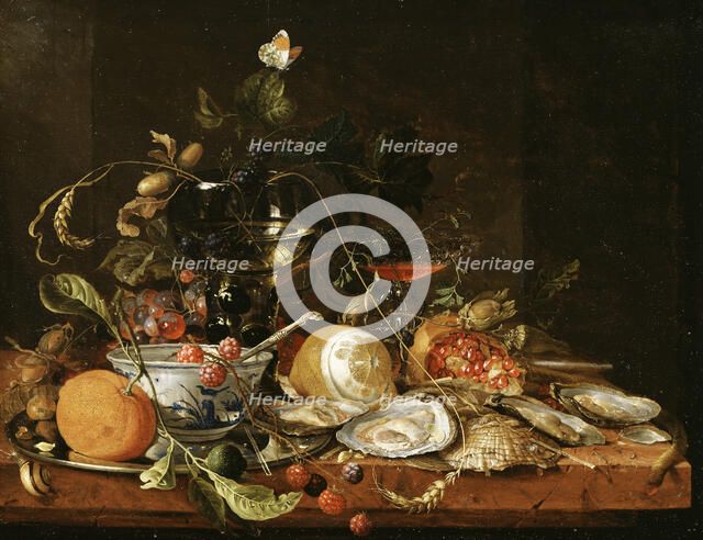 Still Life with Wine, Fruit and Oysters. Creator: Jan Davidsz de Heem.