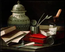 Still Life with Writing Implements late 17th or early 18th century. Artist: Cristoforo Monari