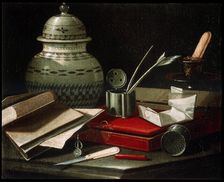 Still Life with Writing Implements late 17th or early 18th century. Artist: Cristoforo Monari