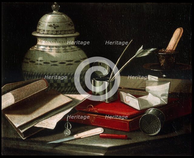 'Still Life with Writing Implements', late 17th or early 18th century. Artist: Cristoforo Monari