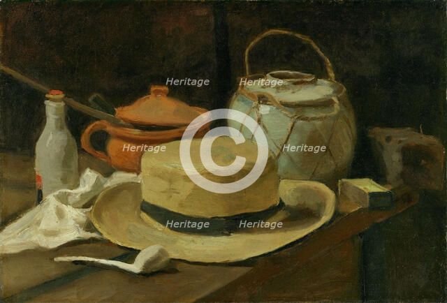 Still Life with Yellow Straw Hat, 1881 or 1885. Creator: Gogh, Vincent, van (1853-1890).