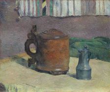 Still Life: Wood Tankard and Metal Pitcher, 1880. Creator: Paul Gauguin