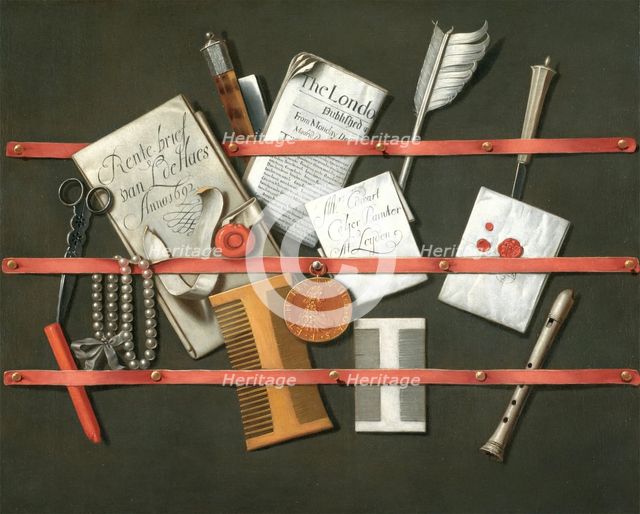 Still Life: A Letter Rack, 1692. Creator: Edwaert Collier.