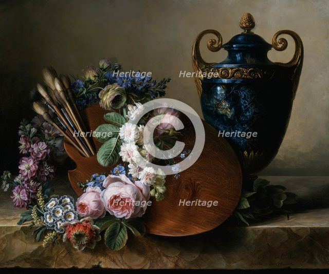 Still life. An Homage to Van Spaendonck, between c1780 and c1790. Creator: Marquise de Grollier.