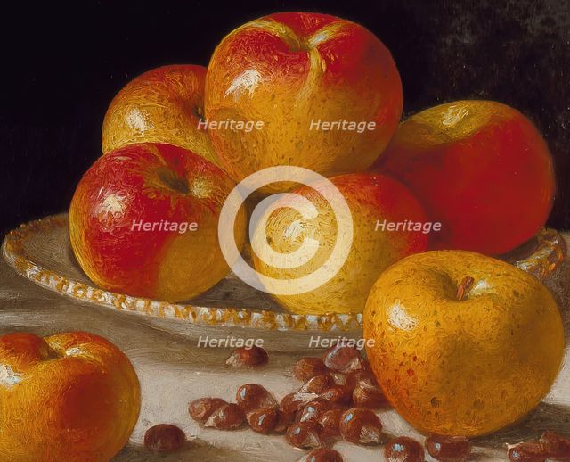 Still Life, Apples and Chestnuts, 1859. Creator: John F. Francis.