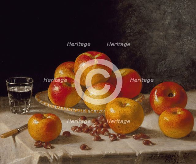 Still Life, Apples and Chestnuts, 1859. Creator: John F. Francis.