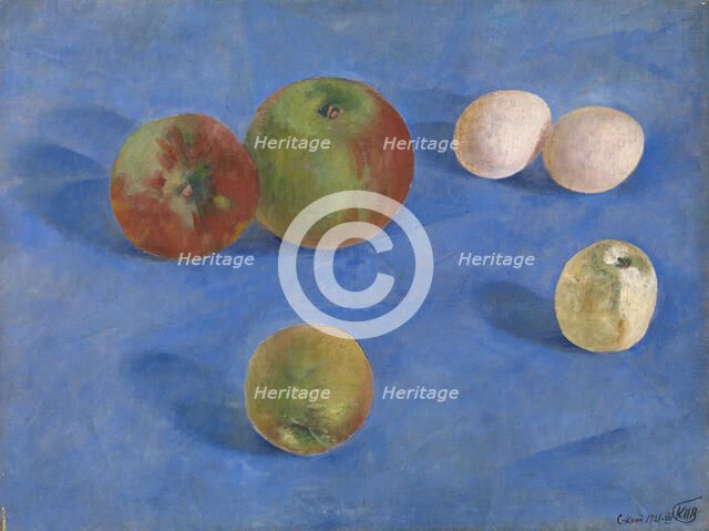 Still Life. Apples and Eggs, 1921. Artist: Petrov-Vodkin, Kuzma Sergeyevich (1878-1939)