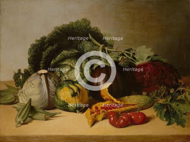 Still Life: Balsam Apple and Vegetables, ca. 1820s. Creator: James Peale.