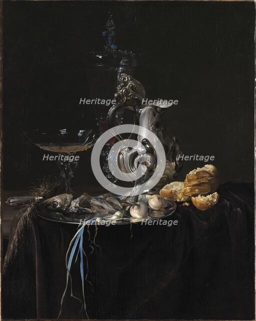 Still Life. Breakfast Piece with a Silver Jug, 1657. Creator: Willem van Aelst.