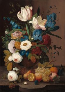 Still Life, Flowers, and Fruit, 1848. Creator: Severin Roesen
