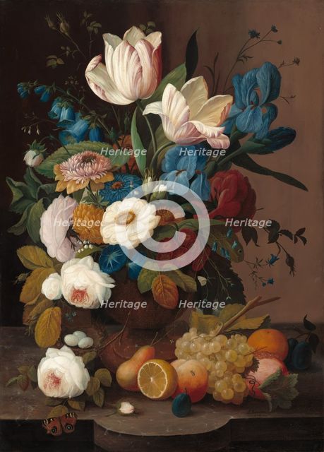 Still Life, Flowers, and Fruit, 1848. Creator: Severin Roesen.