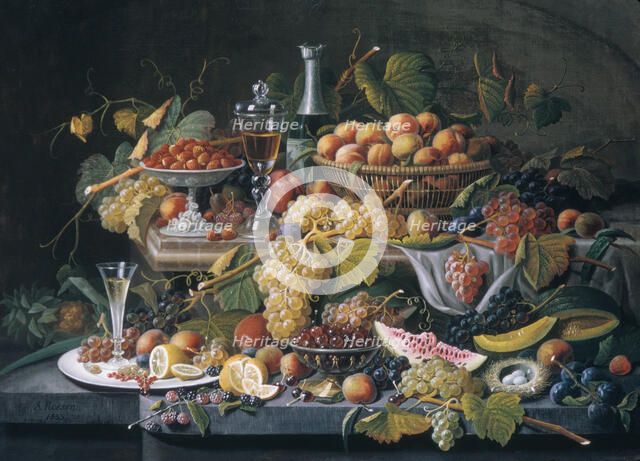 Still Life: Fruit, 1855. Creator: Severin Roesen.