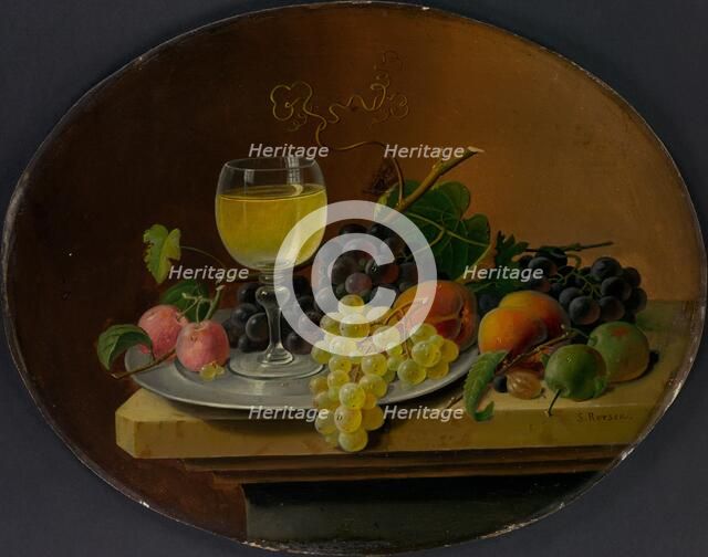 Still Life Fruit and Wine Glass, 1865-70. Creator: Severin Roesen.