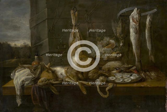 Still life of dead game, 1657. Creator: Peeter van den Bemden.