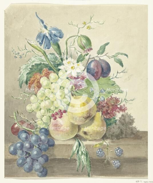 Still life of flowers and fruits, 1775-1833. Creator: Jean Bernard.