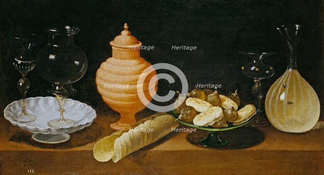 Still-Life of Glass, Pottery, and Sweets, 1622. Creator: Juan van der Hamen y León.