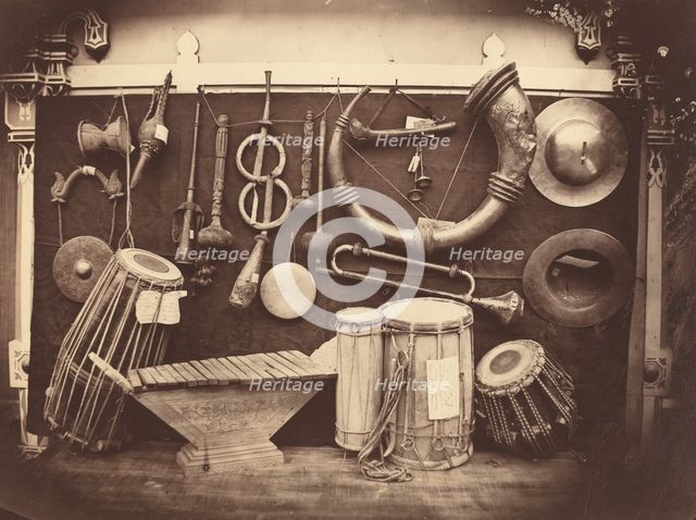 Still Life of Musical Instruments, c. 1863. Creator: Edmond Lebel.