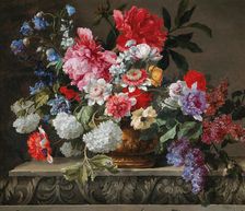 Still life of roses, tulips, anemones and lilac, Second Half of the 17th cen. Creator: Baudesson, Nicolas (1611-1680)